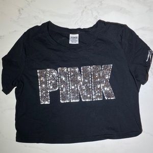 PINK Sequin Crop-Top